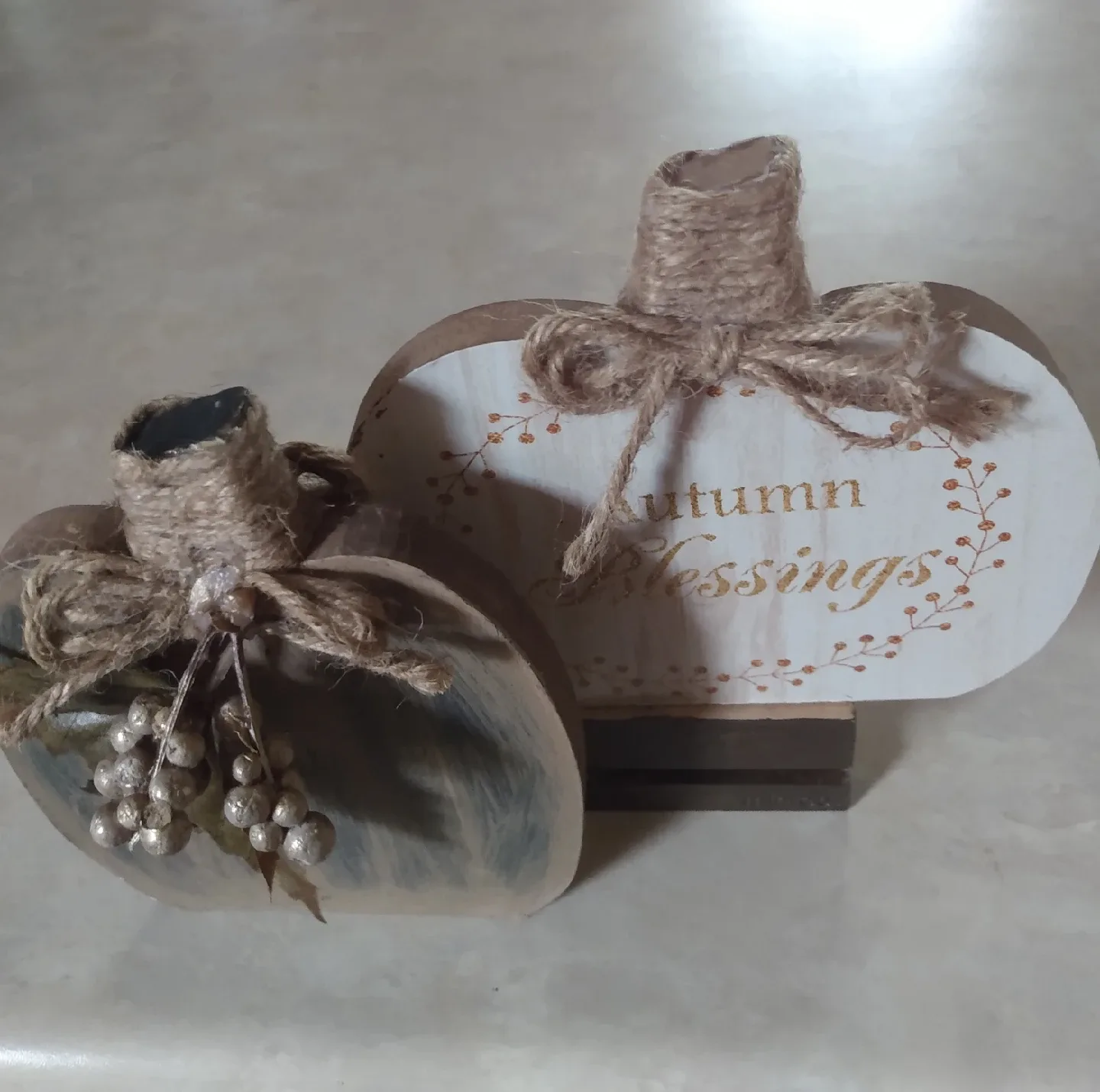 Sets of two Autumn Wooden Decor Pumpkin Set image indicator(2)