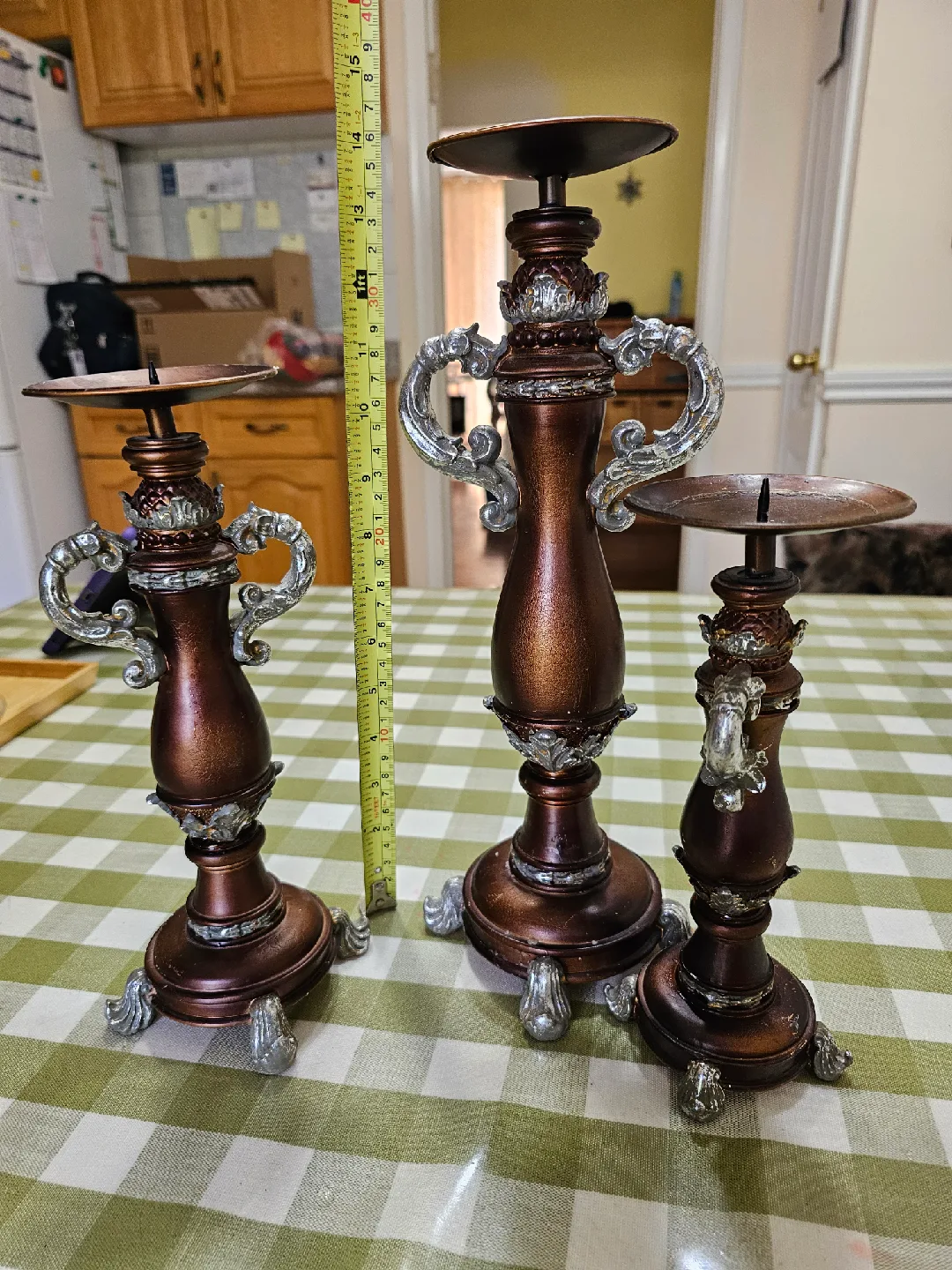Bronze & Silver Candle Holder Set (3) thumbnail