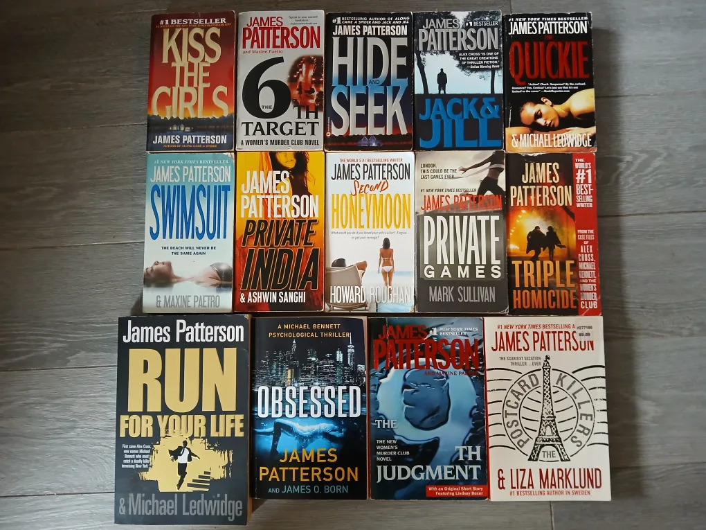14 James Patterson Books. It's available. $3. EACH. FIRM. thumbnail
