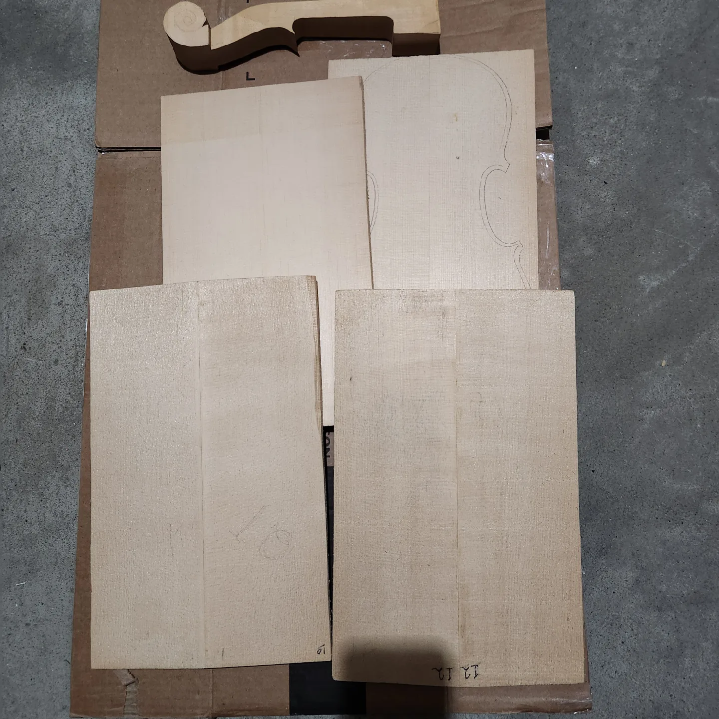 Violin Making Wood Pieces neck and 4 uncut spruce tops thumbnail