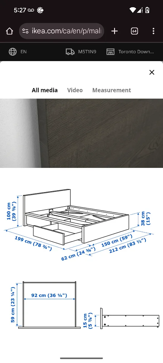MALM double bed frame + mattress image indicator(4)