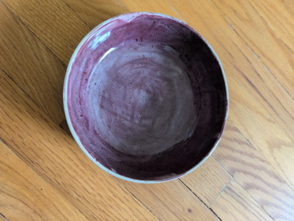New Handmade Ceramic Bowl - maroon thumbnail