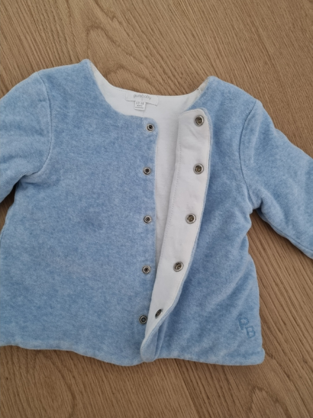 Purebaby 12-18M Blue Organic Cotton Cardigan - photo 2