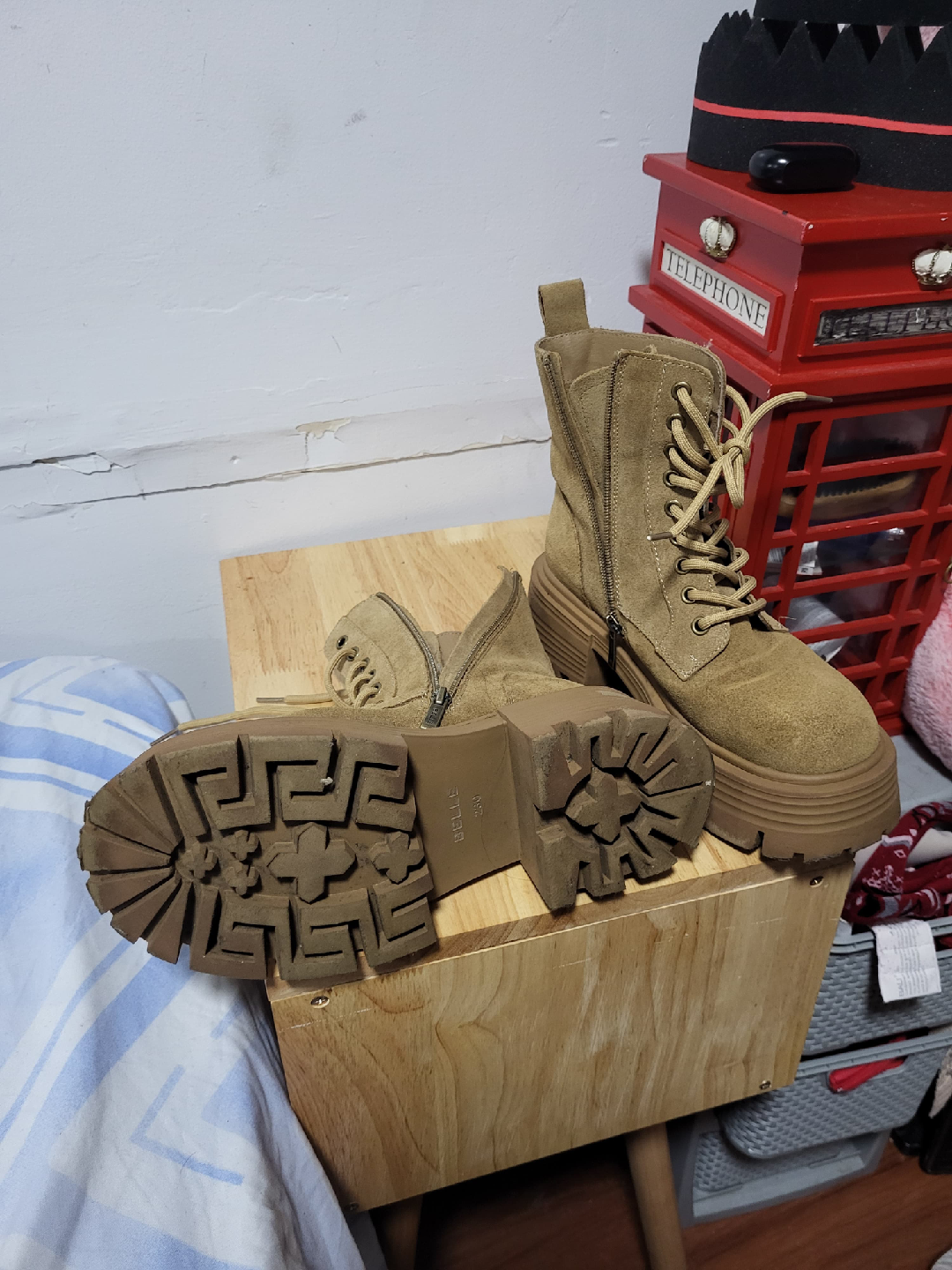 Belle Beige Lace-Up Platform Boots - photo 3