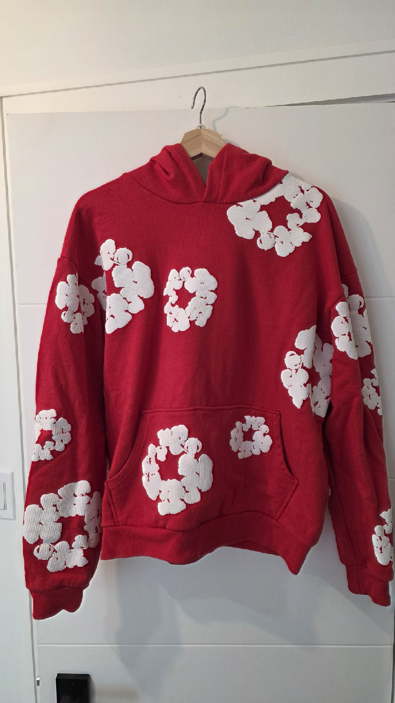TEARS Red Hoodie & Sweatpants Set with White Floral Design - photo 5