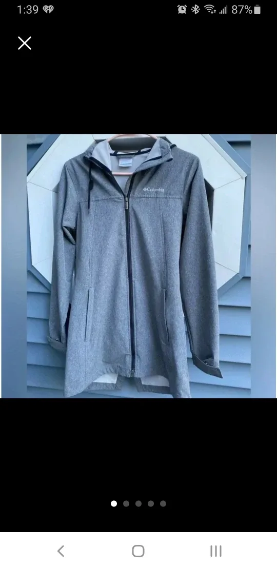 Columbia Grey Hooded Rain Jacket - Size medium image indicator(2)