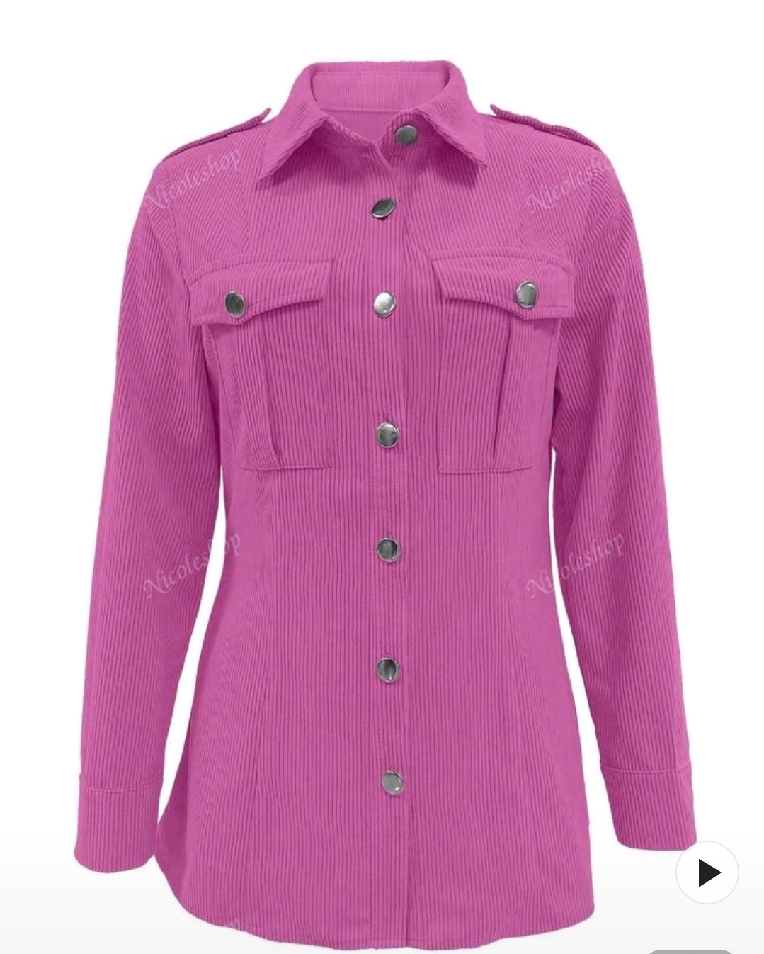 New Nicole Shop Pink Corduroy Button-Down Shirt - photo 2