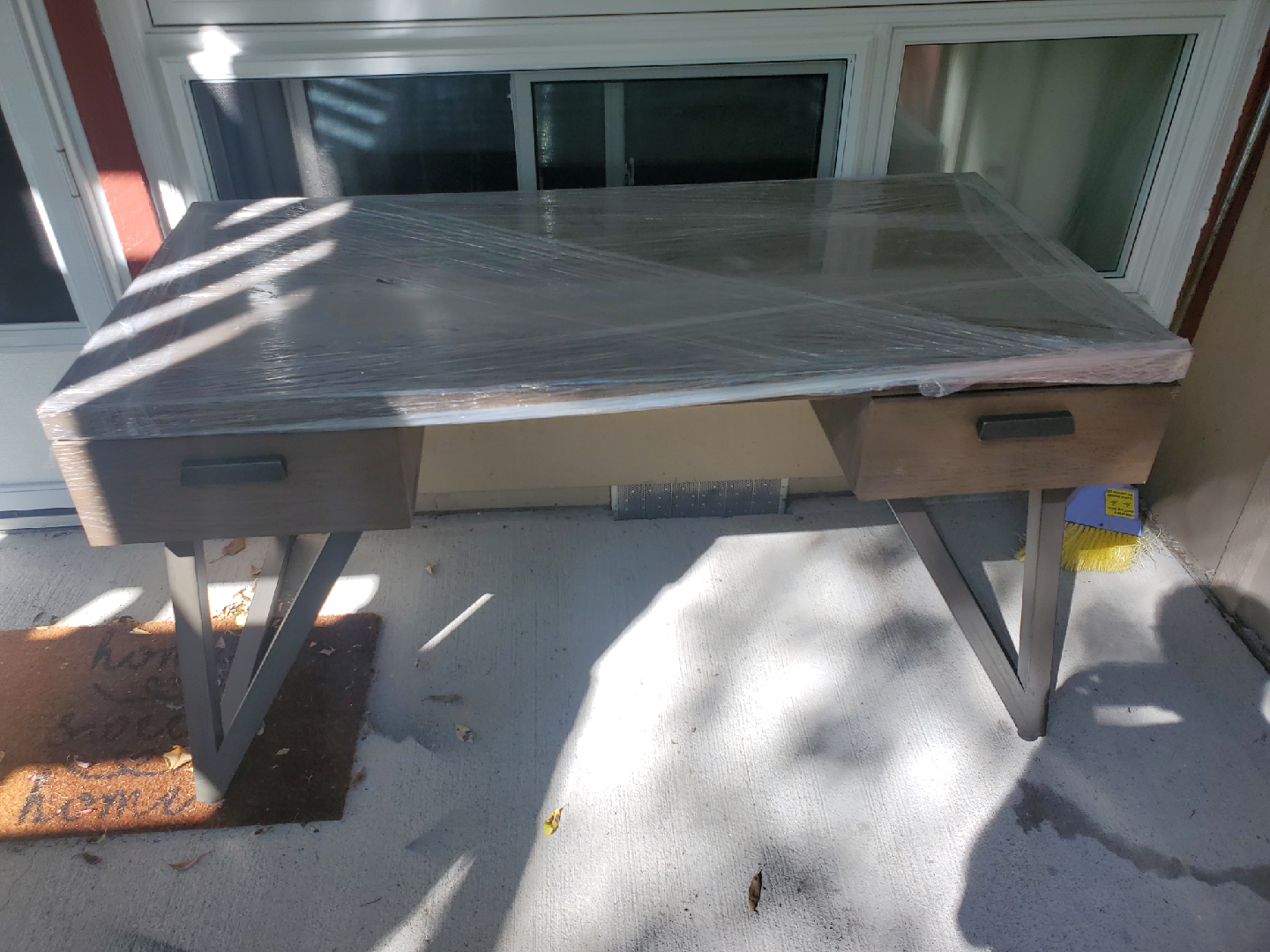 Wood Desk with Drawers