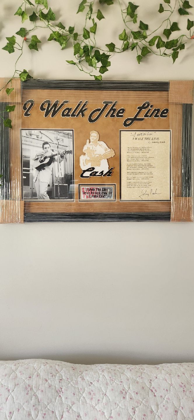 Johnny Cash 'I Walk The Line' Framed Signed Lyrics