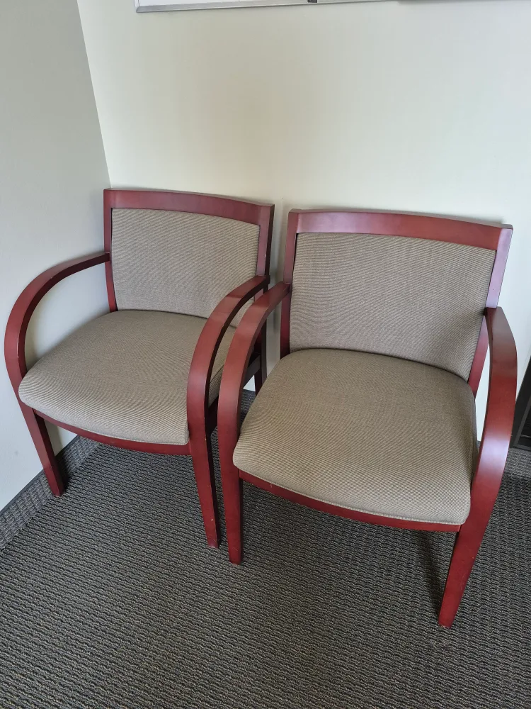 Pair of Armchairs - Wood Frame, Neutral Fabric image indicator(2)