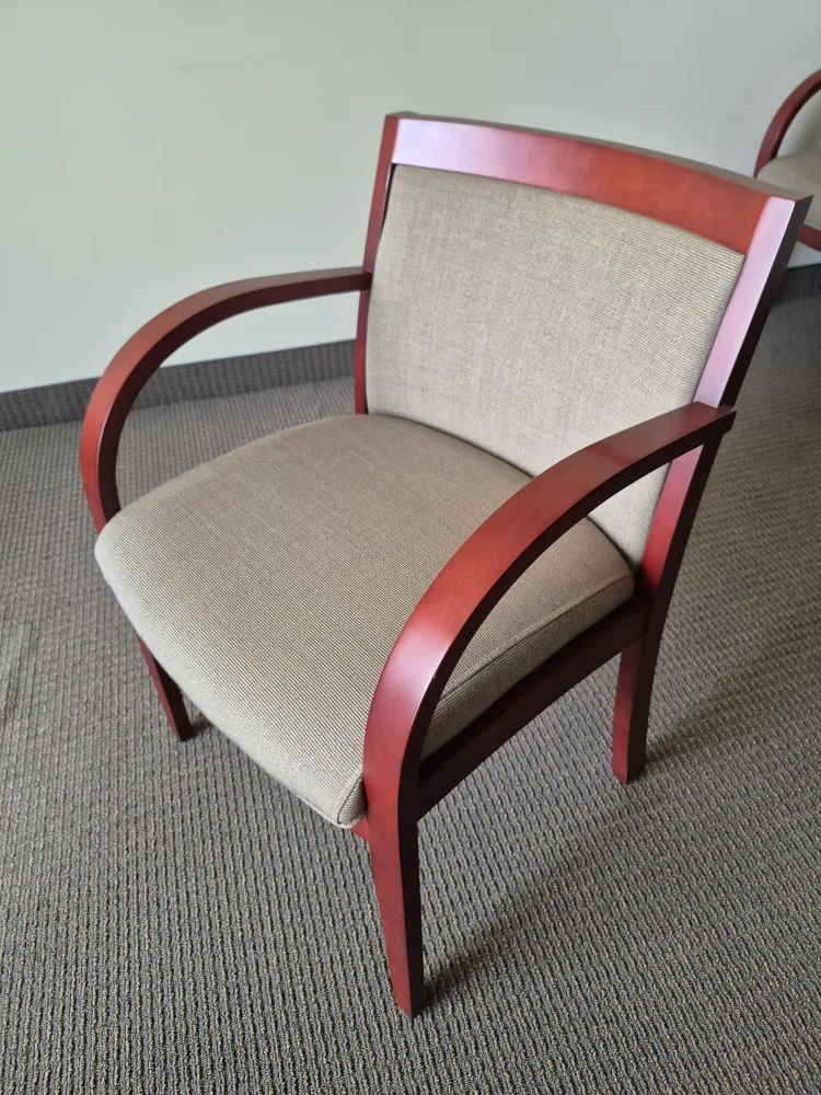 Pair of Armchairs - Wood Frame, Neutral Fabric image indicator(3)