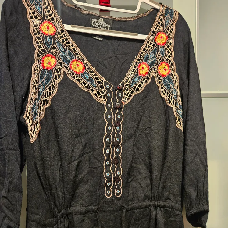 VTG 80s Angie Rayon  Bohemian India Black Dress image indicator(4)