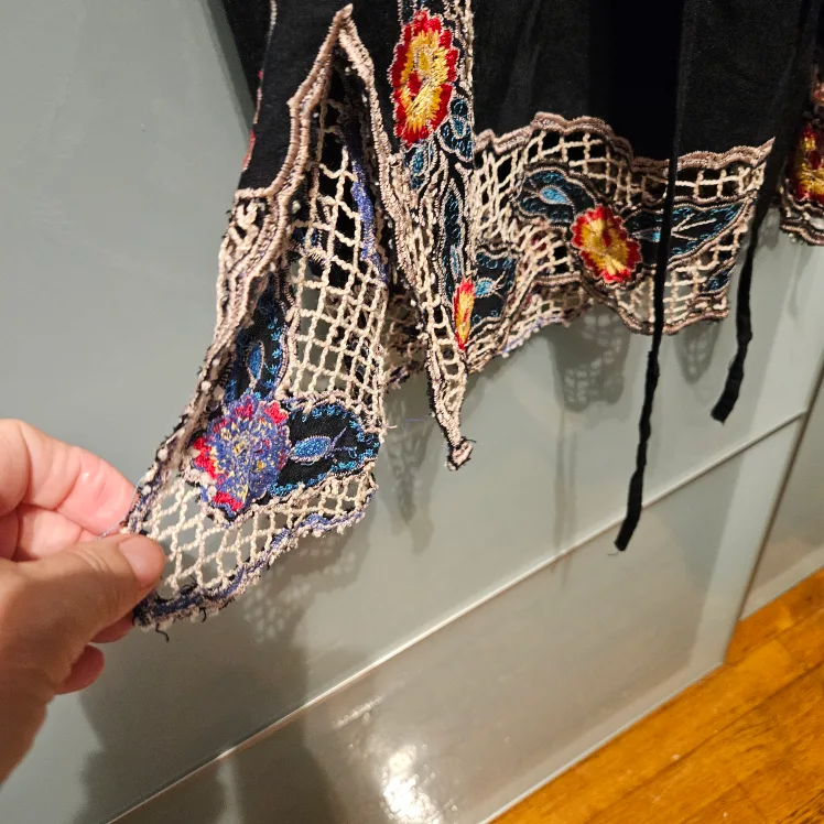 VTG 80s Angie Rayon  Bohemian India Black Dress image indicator(5)