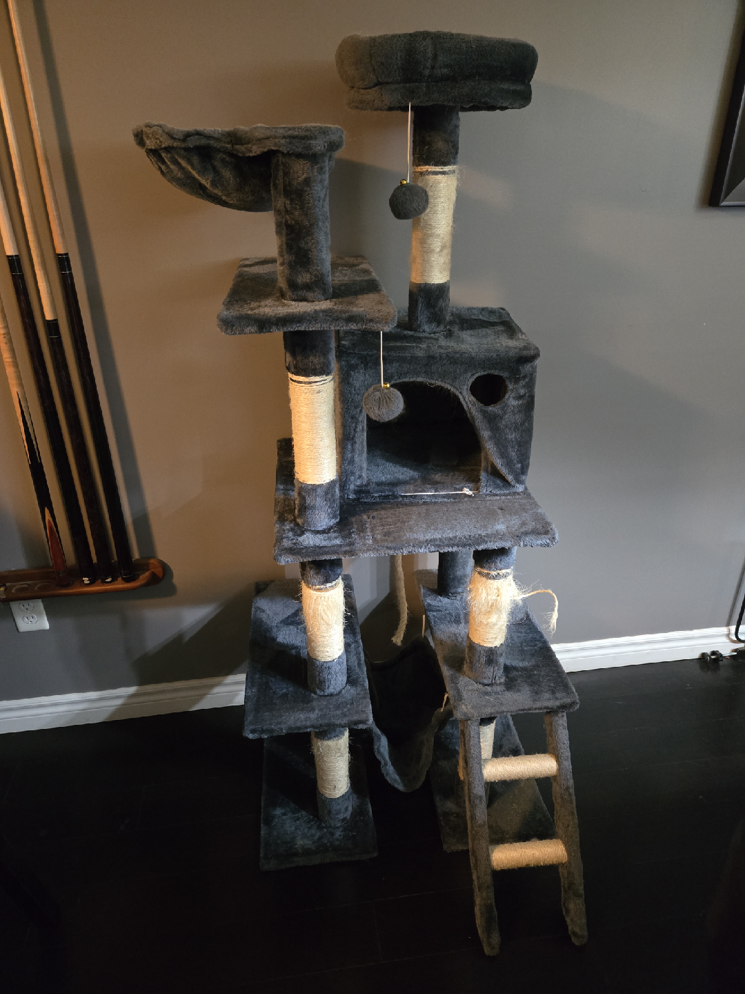 Large Grey Cat Tree w/Scratching Post
