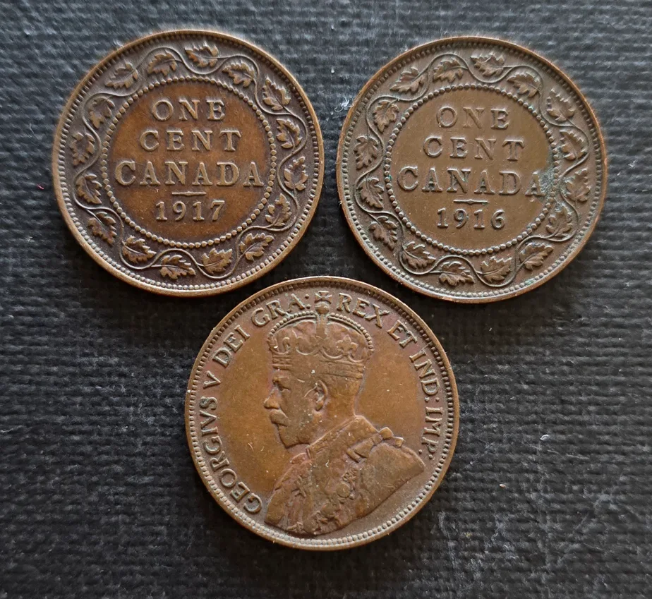 Canadian Coins: 1916 & 1917 One Cent thumbnail