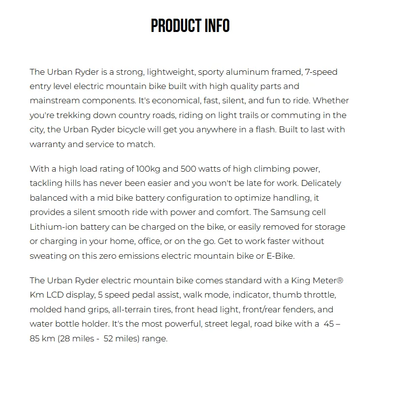 Urban Ryder Electric Bike image indicator(7)