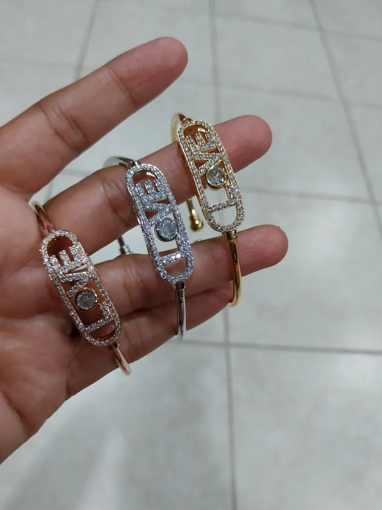 Set of 3 LOVE Bangle Bracelets - Gold, Silver, Rose Gold thumbnail