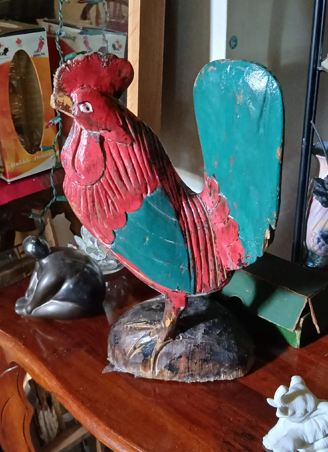 Vintage Wooden Rooster Decoration thumbnail