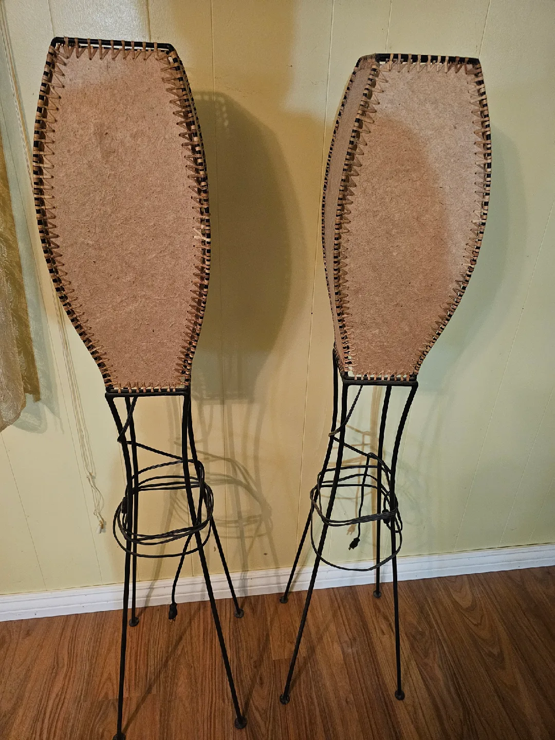 Pair of Vintage Woven Floor Lamps thumbnail