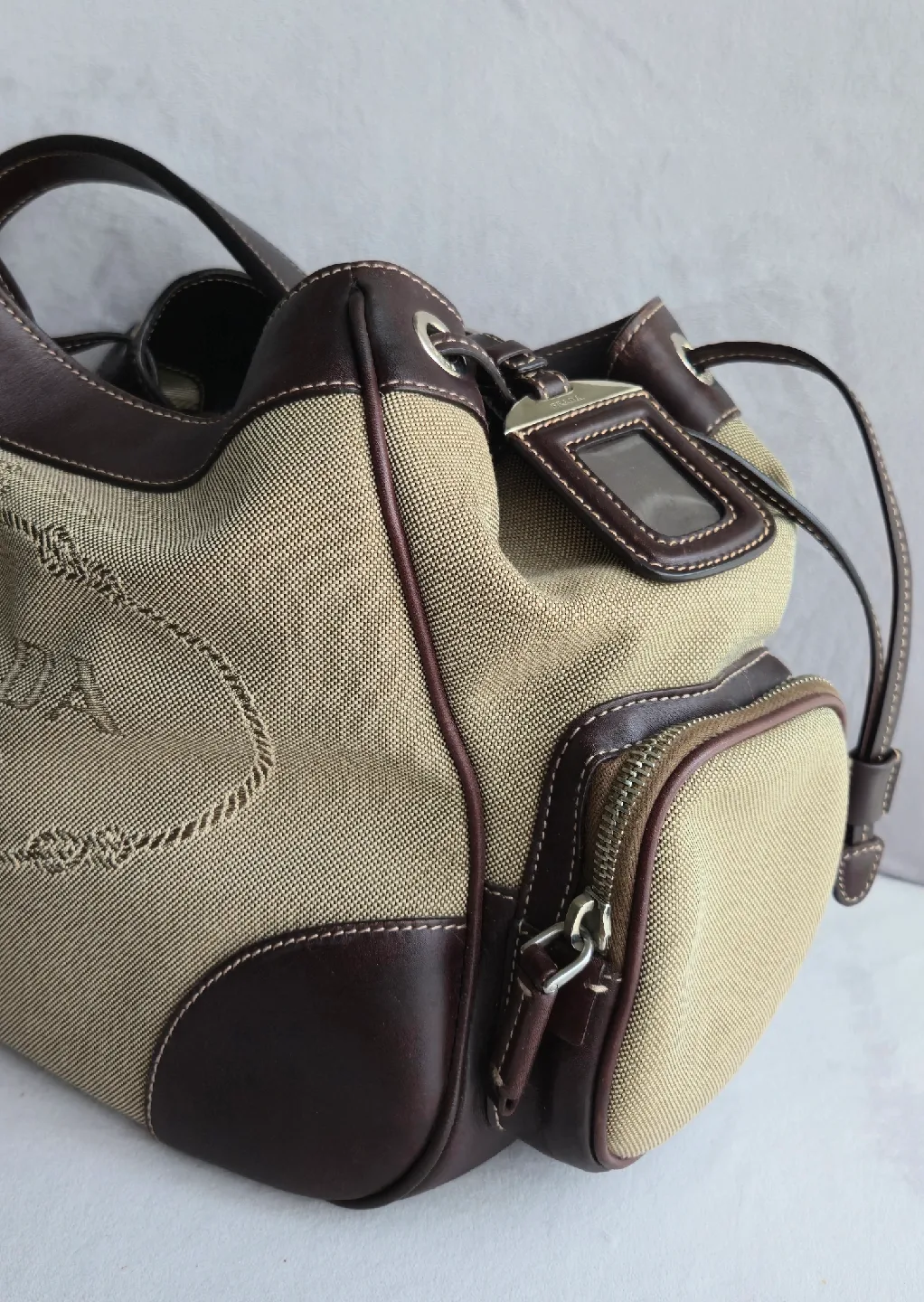 PRADA Canapa Logo Jacquard Handbag image indicator(2)