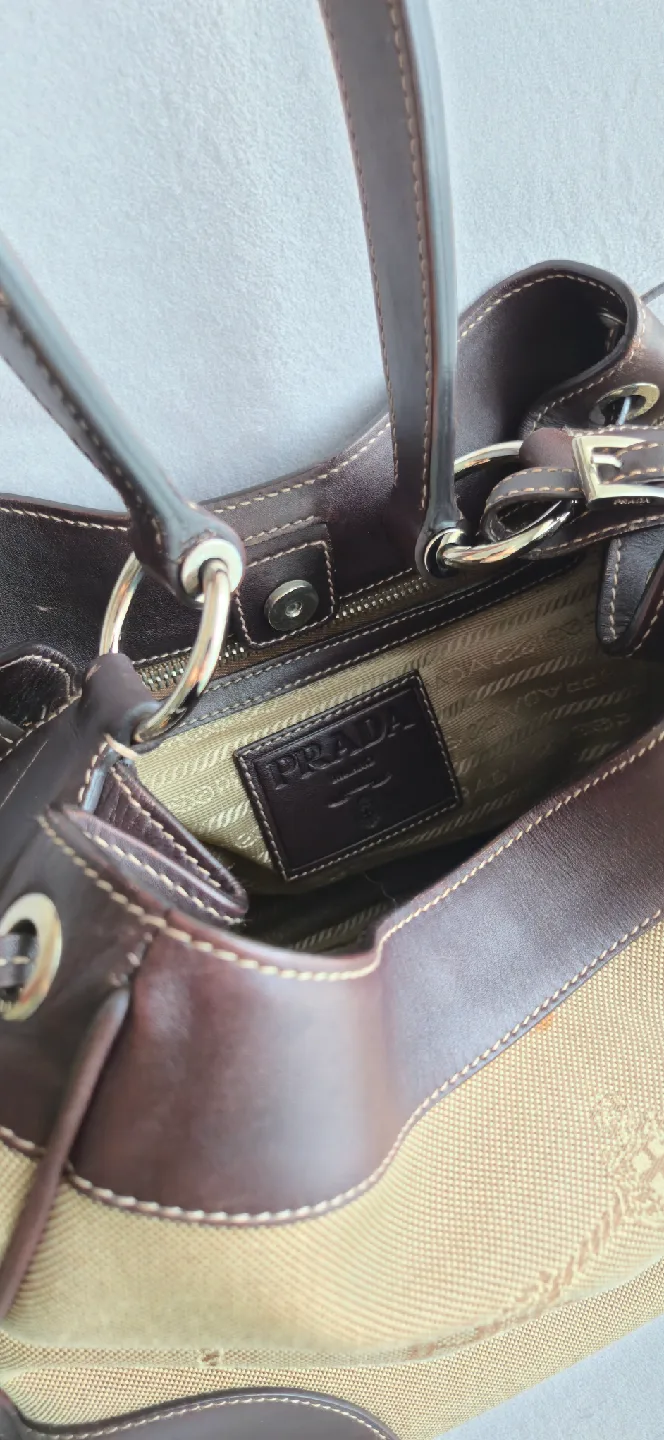 PRADA Canapa Logo Jacquard Handbag image indicator(3)