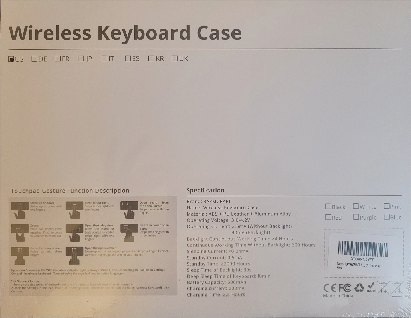 Raymcraft Wireless Keyboard Case - New in Box! - photo 2