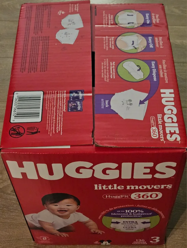 Huggies Little Movers HuggFit 360 Size 3 Diapers (136 count) thumbnail