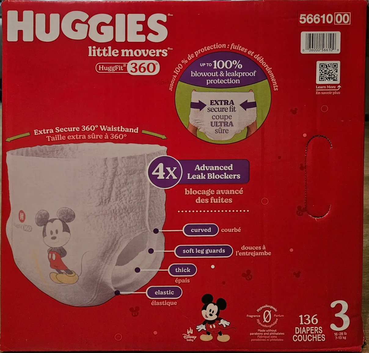 Huggies Little Movers HuggFit 360 Size 3 Diapers (136 count) image indicator(2)