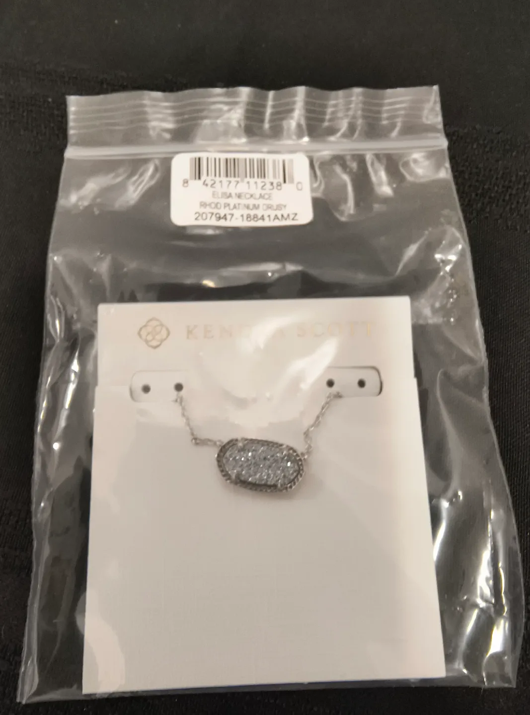 New Kendra Scott Elisa Necklace - Rhodium Platinum Drusy image indicator(4)