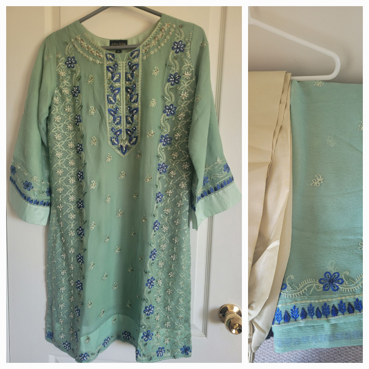 Aria Noon Green Embroidered Kurta Set