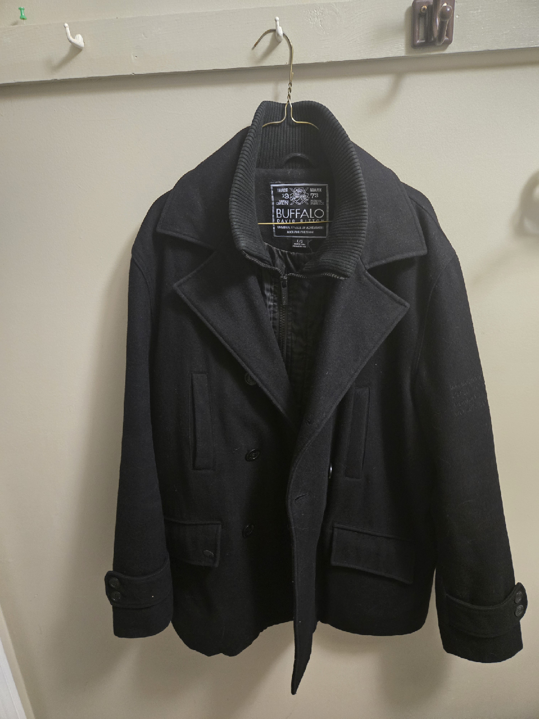 Buffalo David Bitton Black Wool Blend Coat - Size L