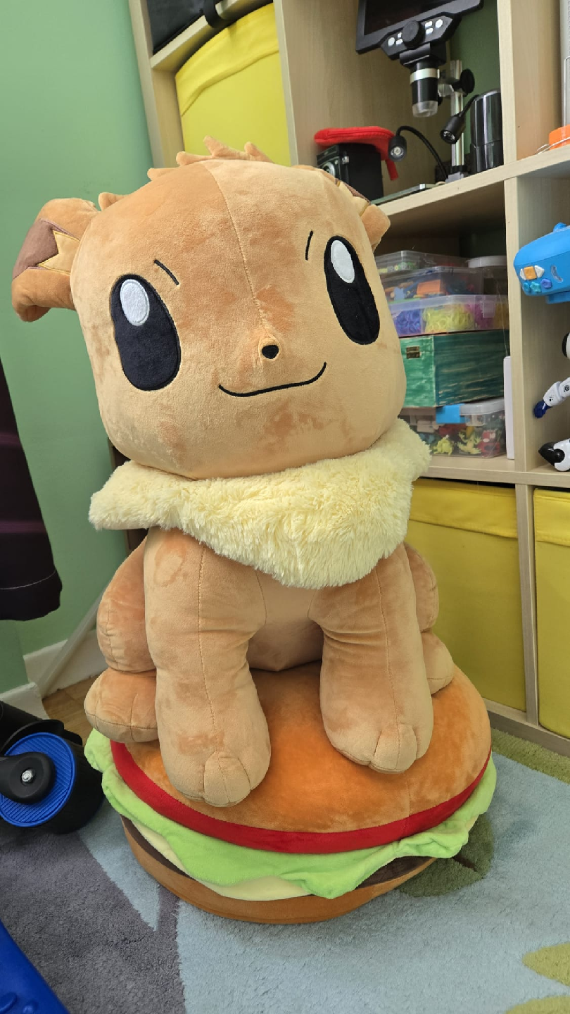 Eevee Plushie on Burger Cushion