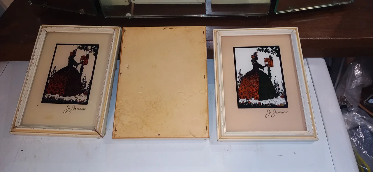 1930s 3x Vintage J. Jensen Silhouette Art - Framed image indicator(7)