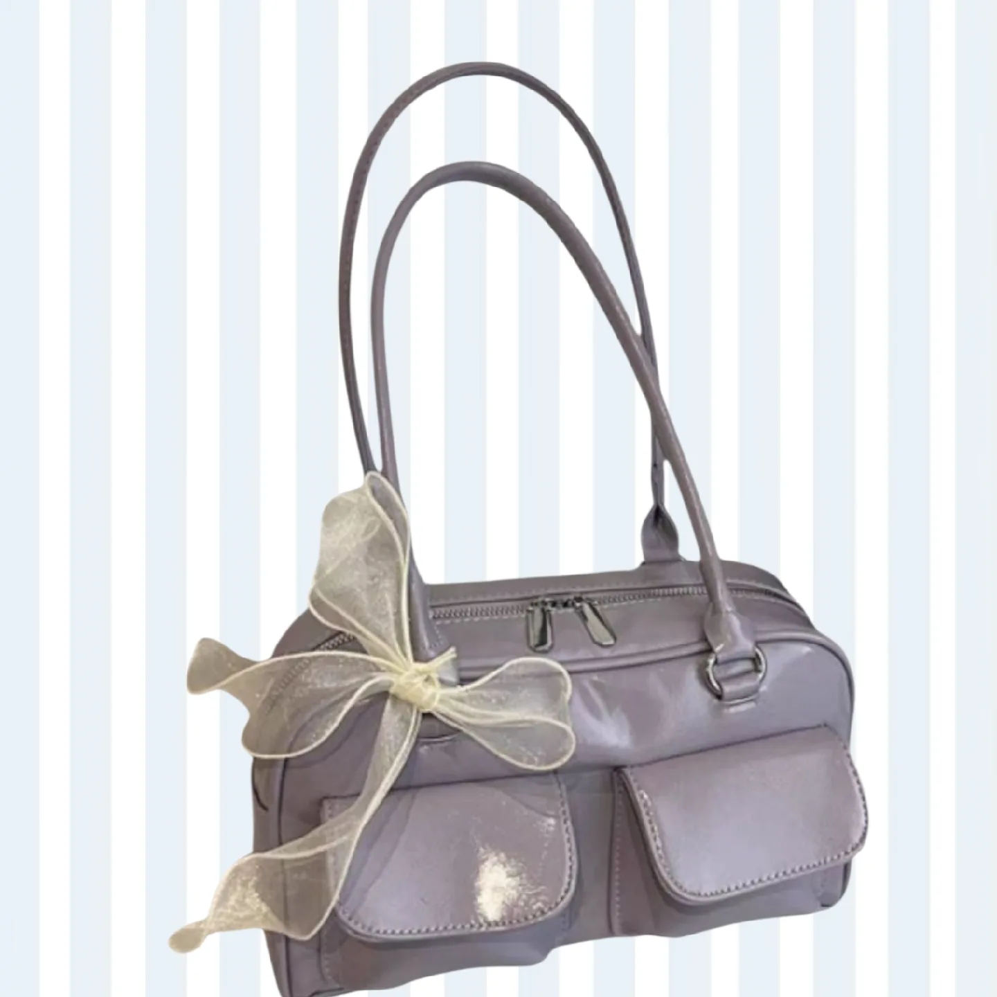 Lilac Purple Handbag with Bow image indicator(2)