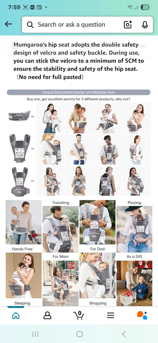 Mangaroo Baby Carrier - Grey image indicator(6)