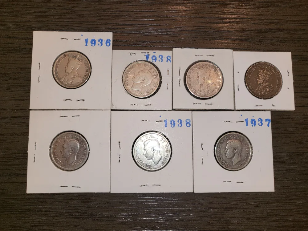 Vintage Canadian 25 Cent Coins (1935-1939) image indicator(4)