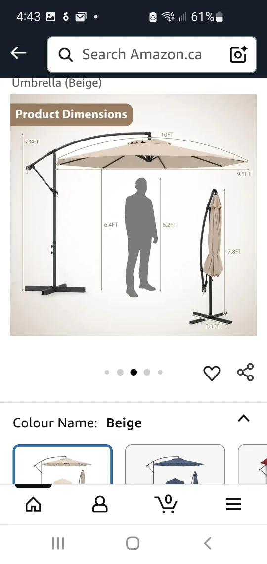 Beige Offset Patio Umbrella with Tilt System image indicator(10)