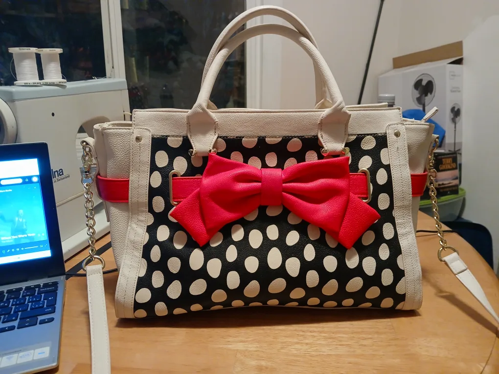 Betsey Johnson Polka Dot Bow Satchel Bag thumbnail