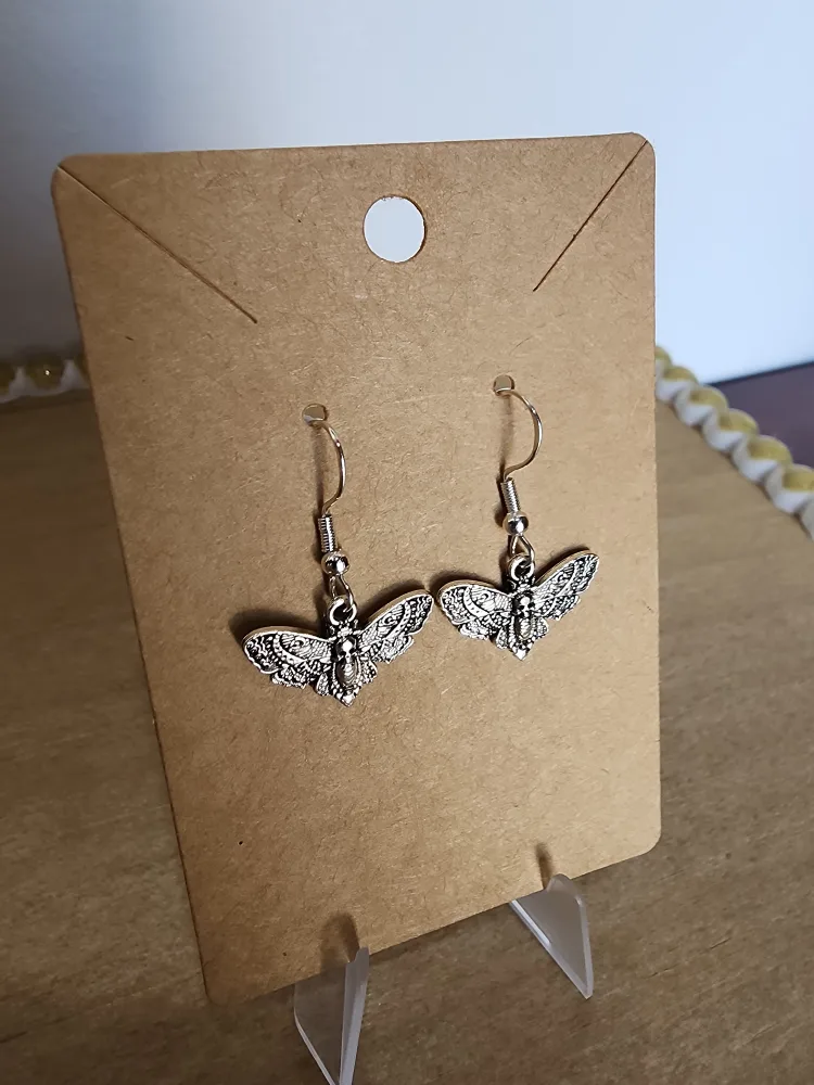 Handmade Butterfly Moth Dangle Earrings image indicator(2)