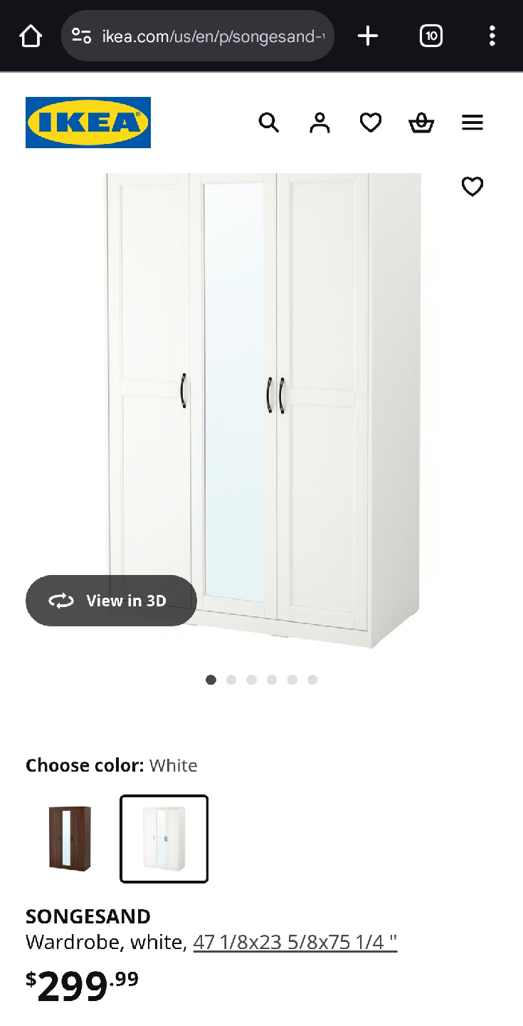 IKEA Songesand Wardrobe, White - photo 2