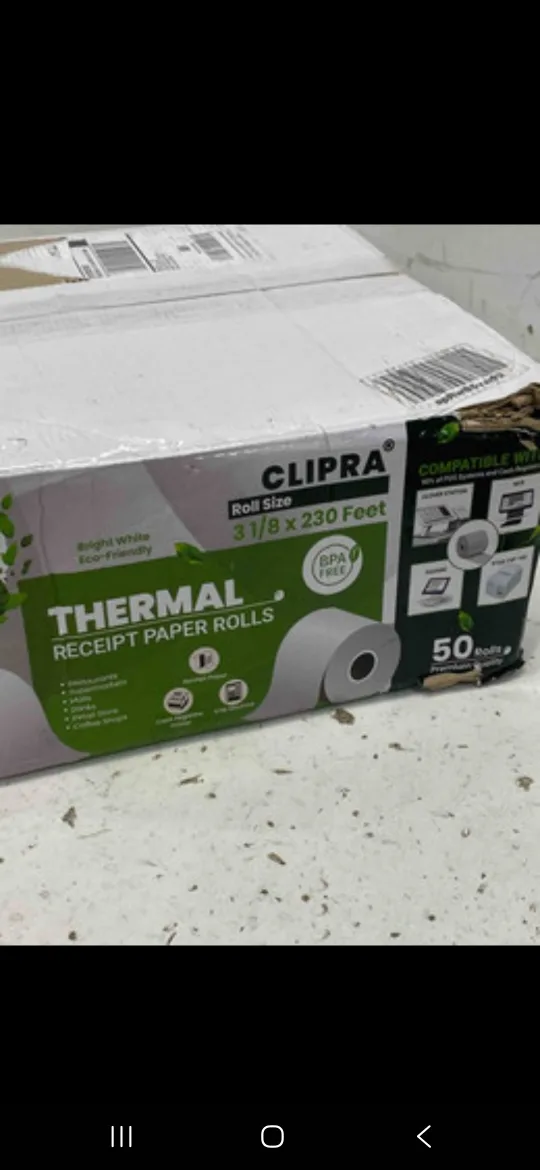 CLIPRA Thermal Receipt Paper Rolls 3 1/8 x 230 Feet thumbnail
