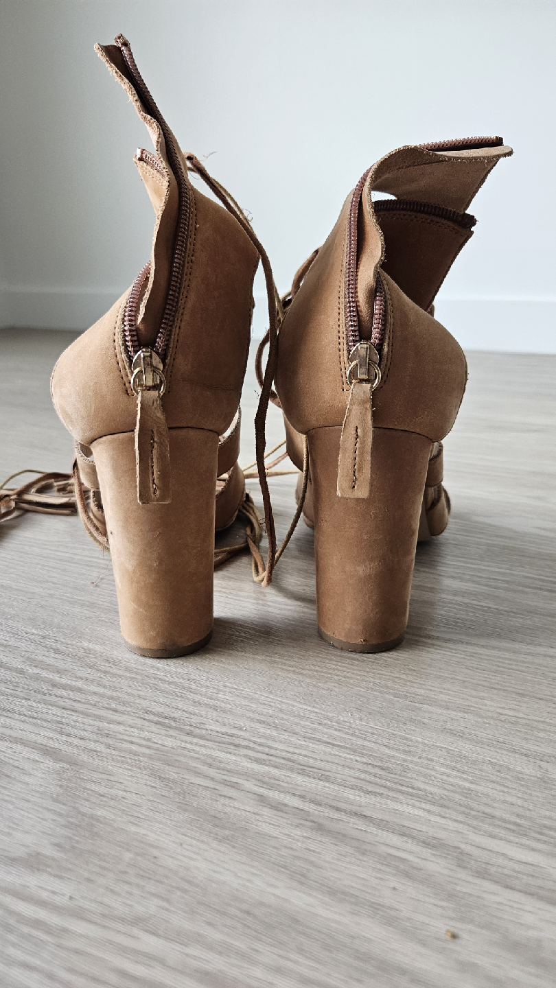 Brown Lace-Up Heeled Sandals - photo 3