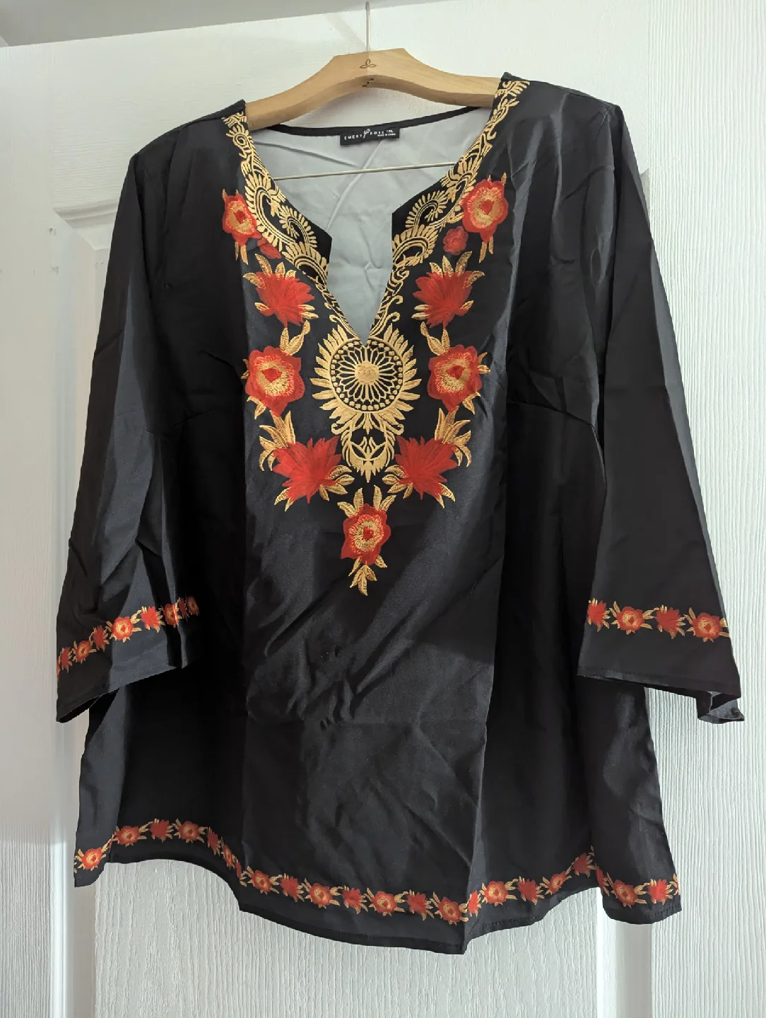 Sweet Romeo Embroidered Black Tunic Top thumbnail