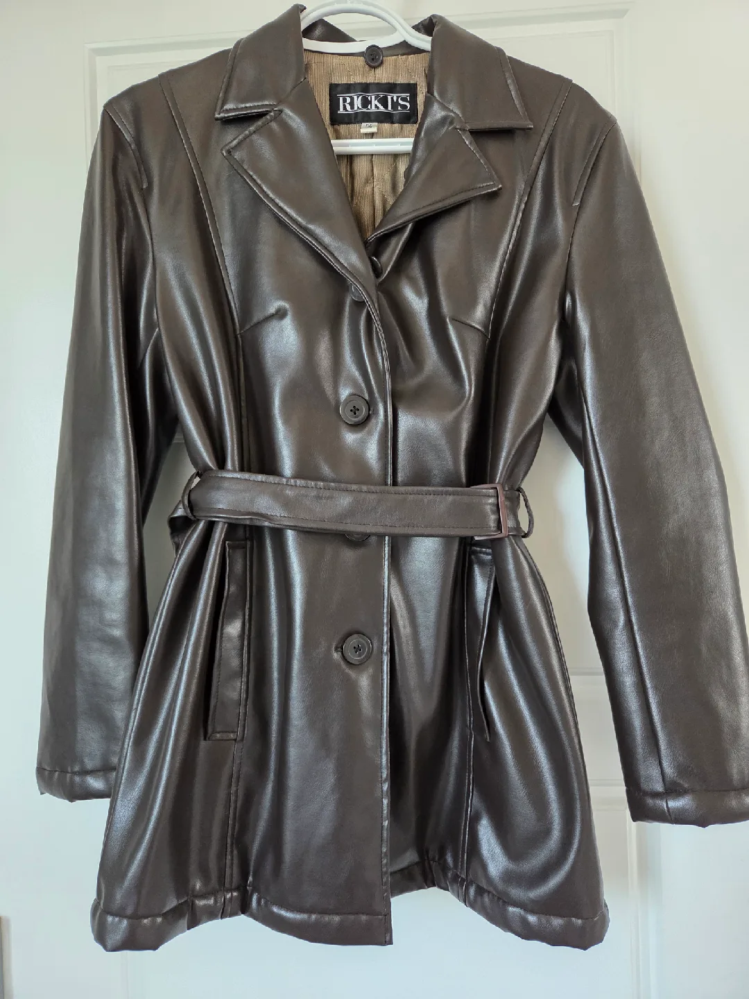 Ricki's Brown Faux Leather Coat Size P/S image indicator(2)