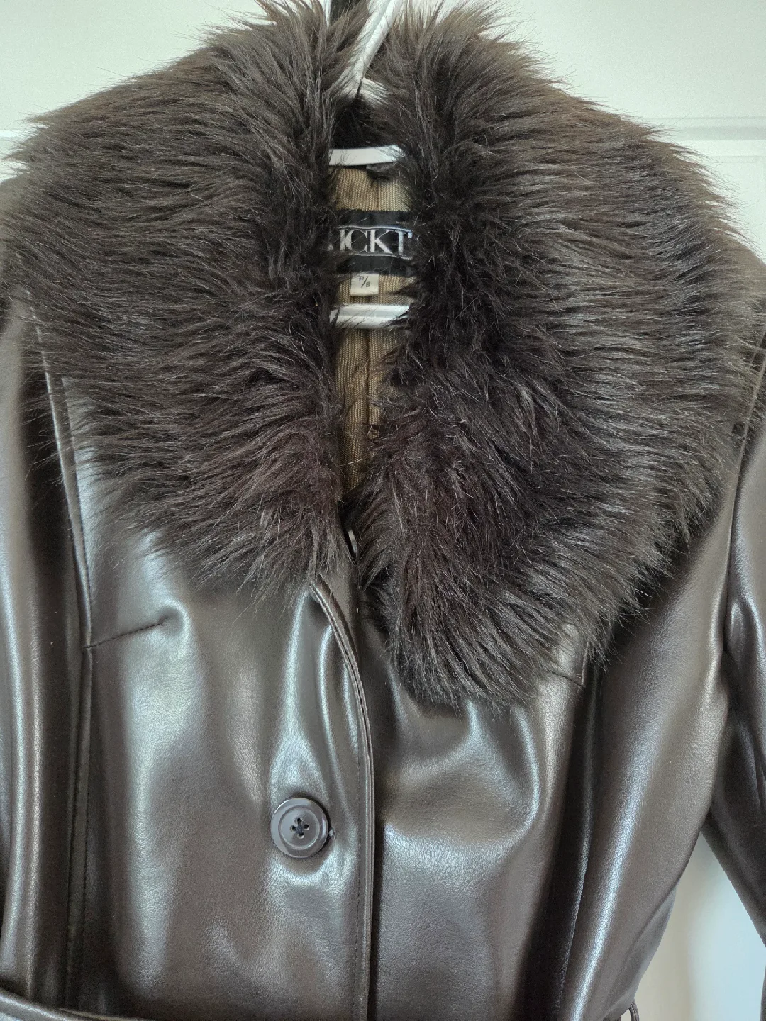 Ricki's Brown Faux Leather Coat Size P/S image indicator(4)