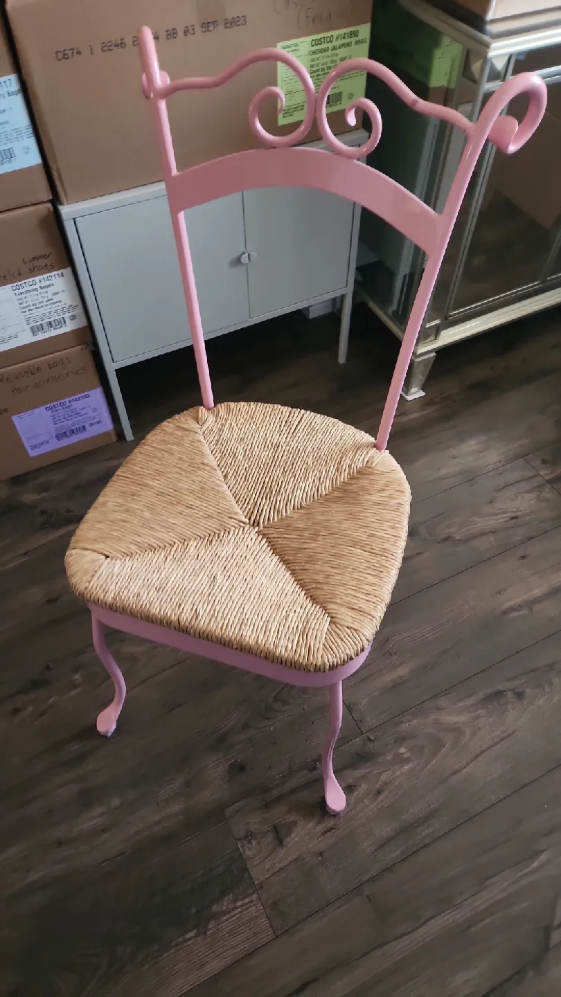 Pink Metal & Wicker Chair from Home Sense thumbnail