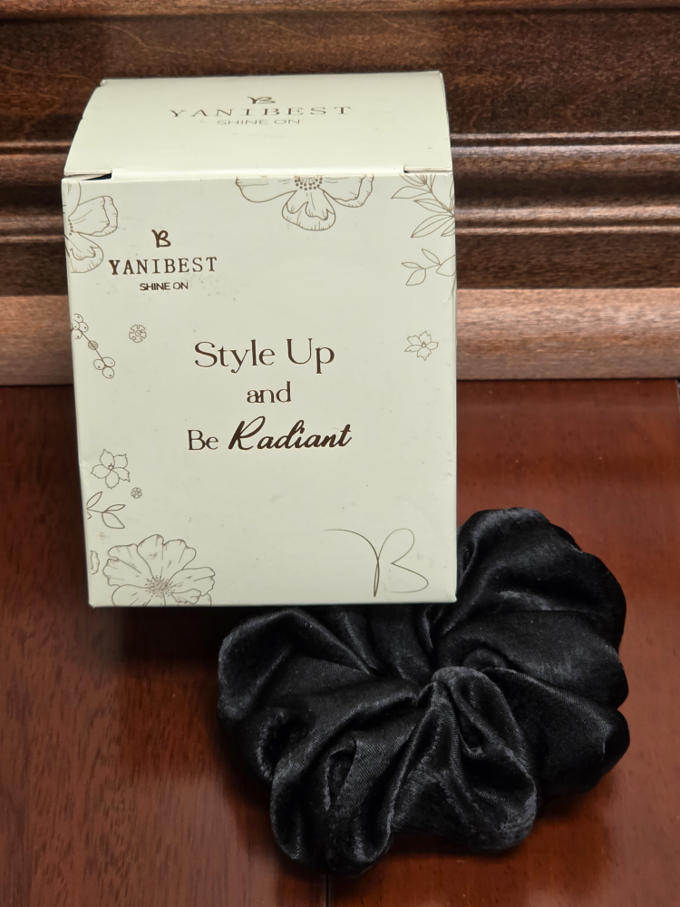 YANIBEST Black Satin Scrunchies - 6 pack!