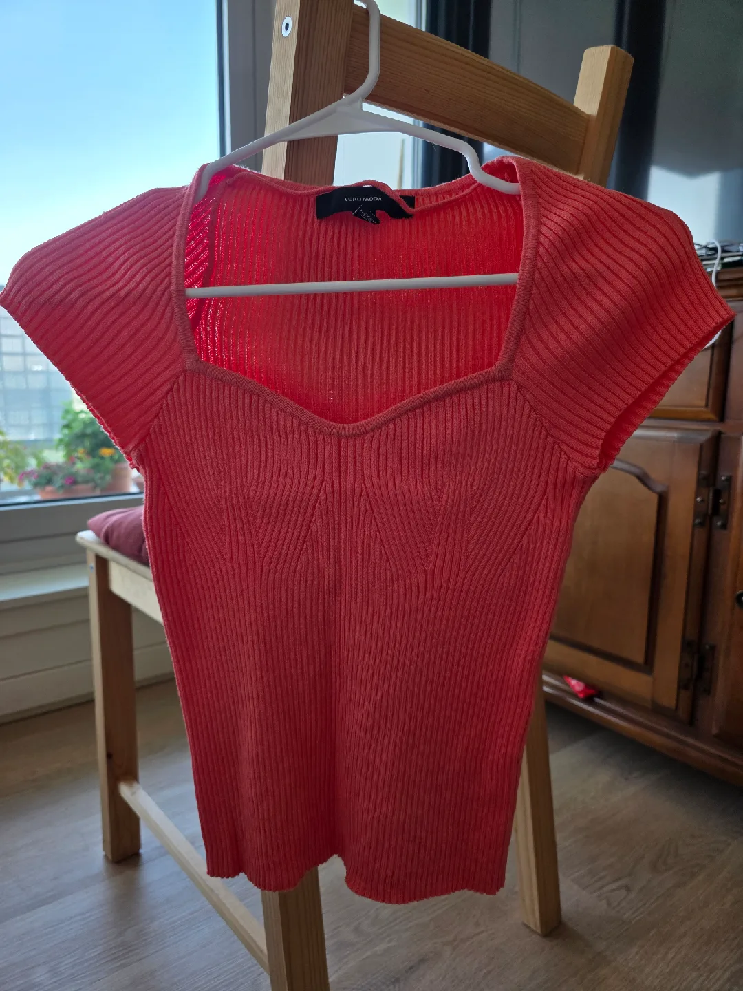 Vero Moda Coral Ribbed Top - Size XS image indicator(6)