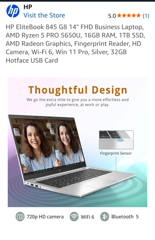 HP EliteBook 845 G8 14" FHD Business Laptop - NEW - photo 4