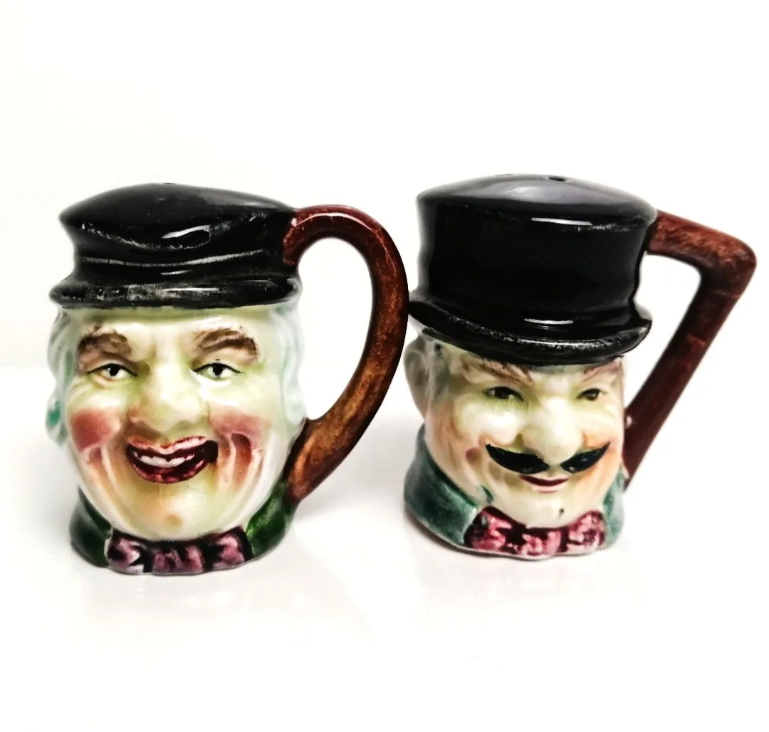 Toby Faces Salt and Pepper Shakers ~ Ceramic S&P Shaker Set thumbnail